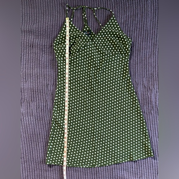 Forest Green Dress with White Polka-dots. Size Medium - Picture 3 of 7